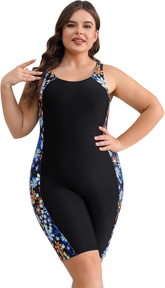 IKADEX Women Plus Size Rush Guard Zipper Swimwear Modest One-Piece IKADEX Women Plus Size Rush Guard Zipper Swimwear Modest One-Piece